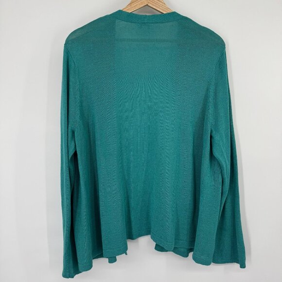 J. Jill Womens Teal Open Front Cardigan sweater size XL linen blend - Picture 9 of 14